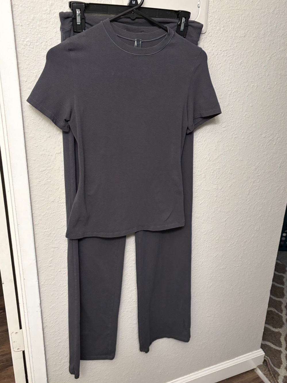Skims Cotton Jersey T-Shirt and Straight Leg Pant - Shirt is M, Pant is S